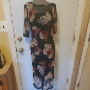 Black rose print dress